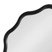 Black Wavy Scallop Round Wall Mirror