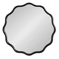 Black Wavy Scallop Round Wall Mirror
