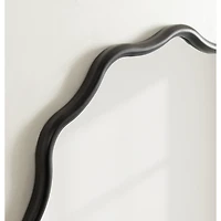 Black Wavy Scallop Round Wall Mirror