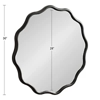 Black Wavy Scallop Round Wall Mirror