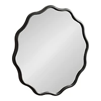 Black Wavy Scallop Round Wall Mirror