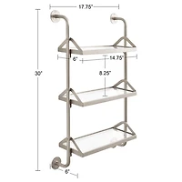 Silver Metal and Glass 3-Tier Wall Shelf