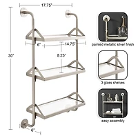 Silver Metal and Glass 3-Tier Wall Shelf
