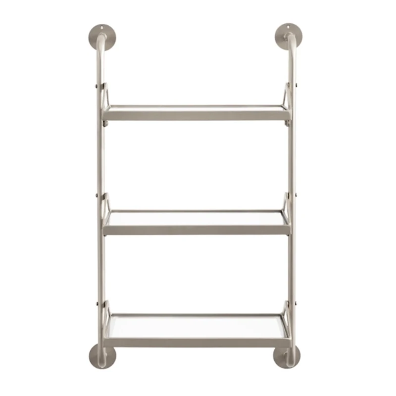Silver Metal and Glass 3-Tier Wall Shelf