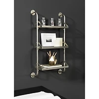 Silver Metal and Glass 3-Tier Wall Shelf