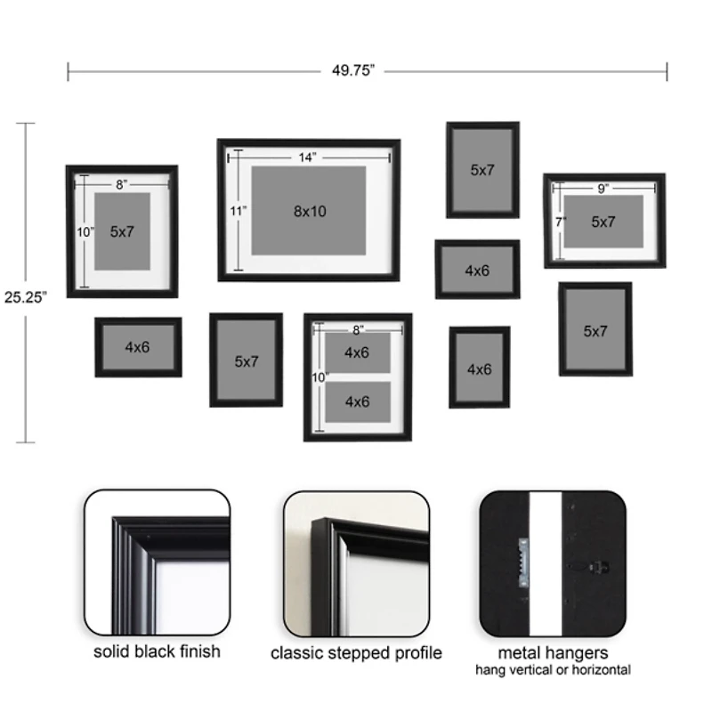 Glam Black 10-pc. Gallery Wall Frame Set