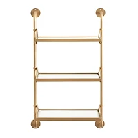 Gold Metal and Glass 3-Tier Wall Shelf
