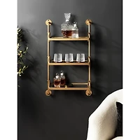 Gold Metal and Glass 3-Tier Wall Shelf