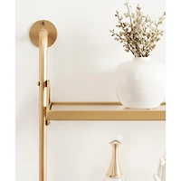 Gold Metal and Glass 3-Tier Wall Shelf