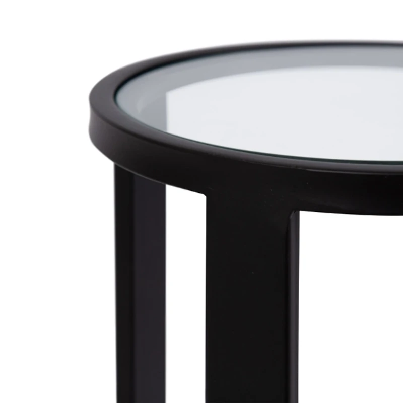 Black Metal & Glass Ravalli Drink Table