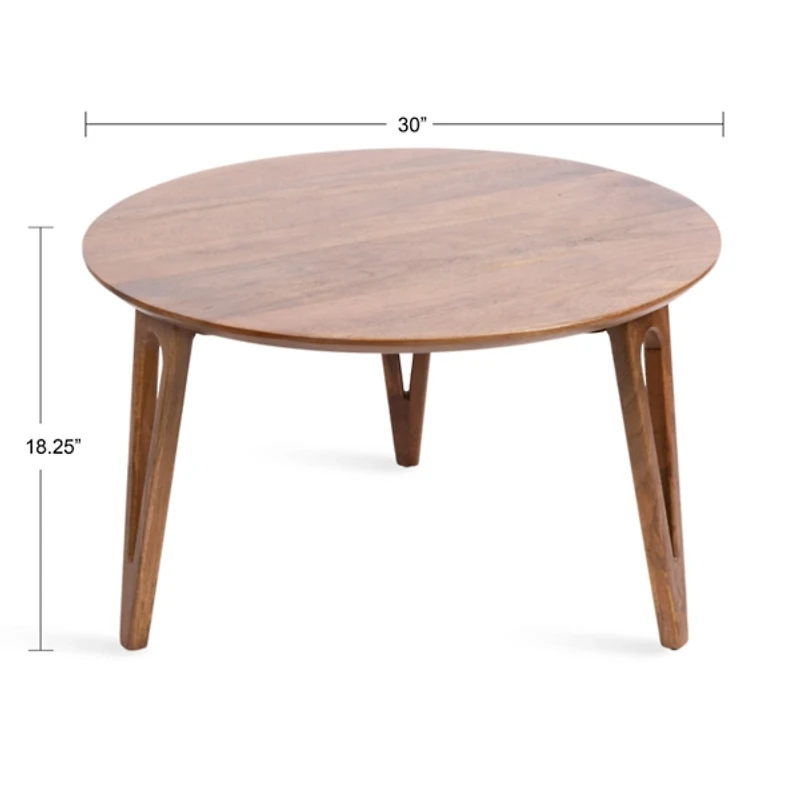 Walnut Brown Mango Wood Round Kershaw Coffee Table