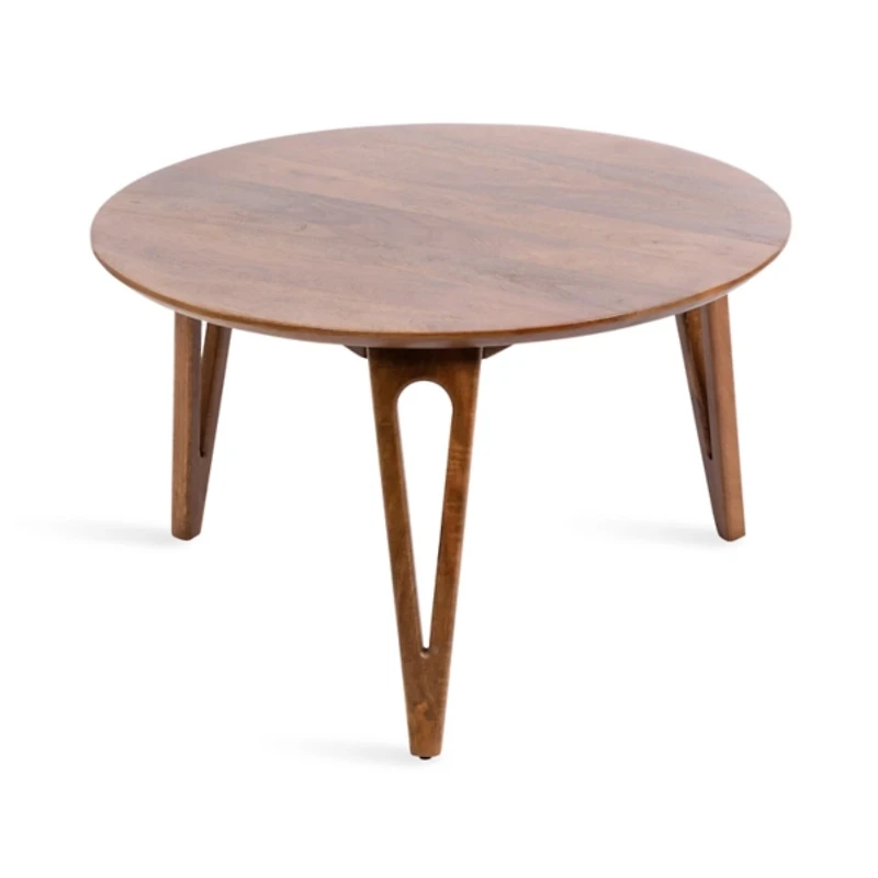 Walnut Brown Mango Wood Round Kershaw Coffee Table