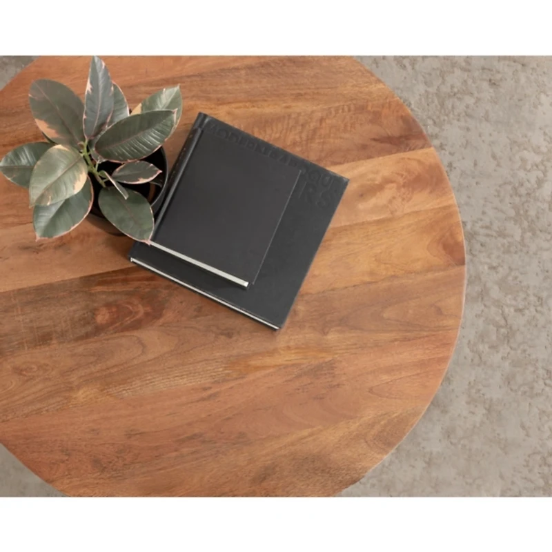 Walnut Brown Mango Wood Round Kershaw Coffee Table