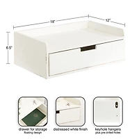 Distressed White Drawer Kitt Floating Side Table