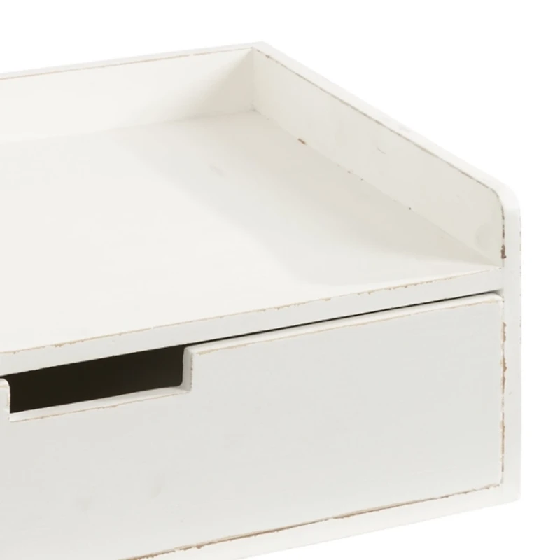 Distressed White Drawer Kitt Floating Side Table