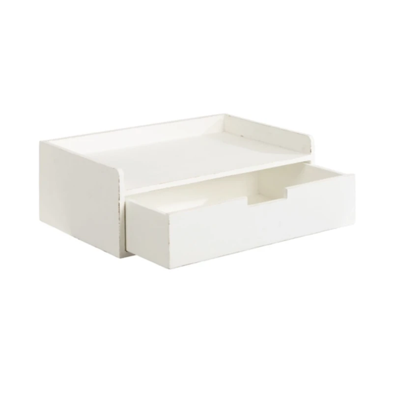 Distressed White Drawer Kitt Floating Side Table
