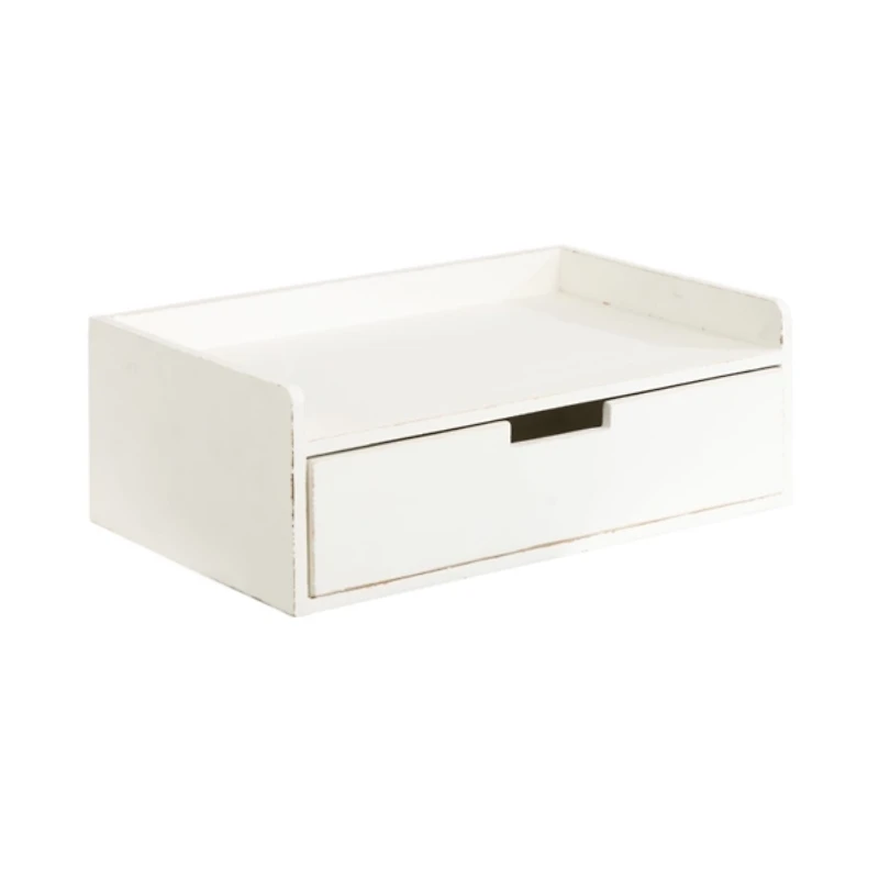 Distressed White Drawer Kitt Floating Side Table