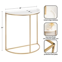 White & Gold Half Moon Dorrah Accent Table