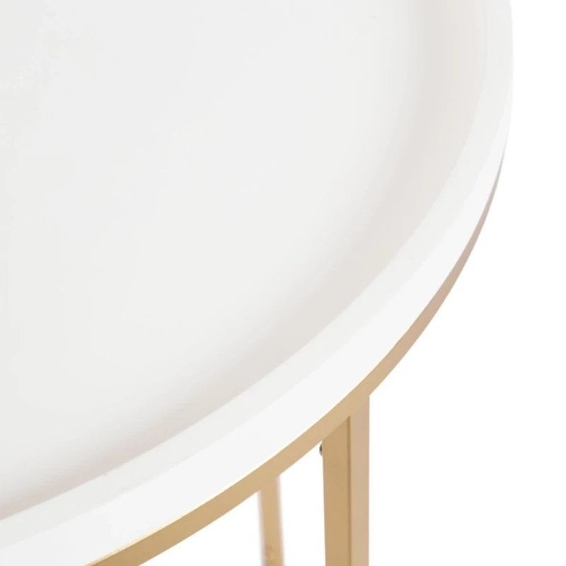 White & Gold Half Moon Dorrah Accent Table
