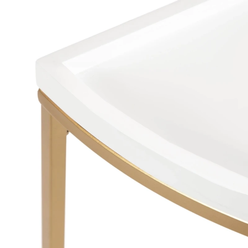 White & Gold Half Moon Dorrah Accent Table