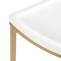 White & Gold Half Moon Dorrah Accent Table