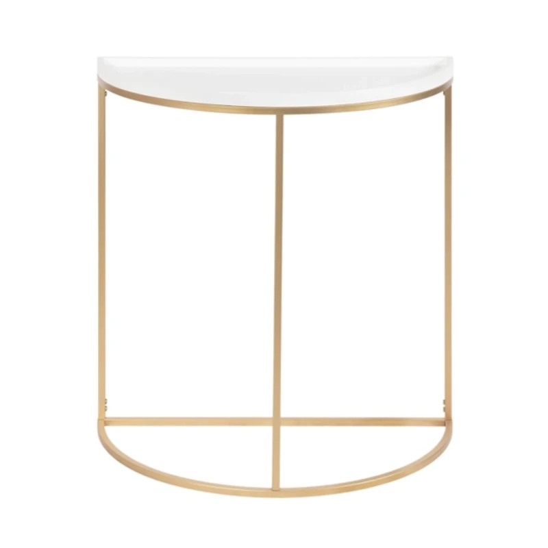 White & Gold Half Moon Dorrah Accent Table