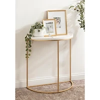 White & Gold Half Moon Dorrah Accent Table