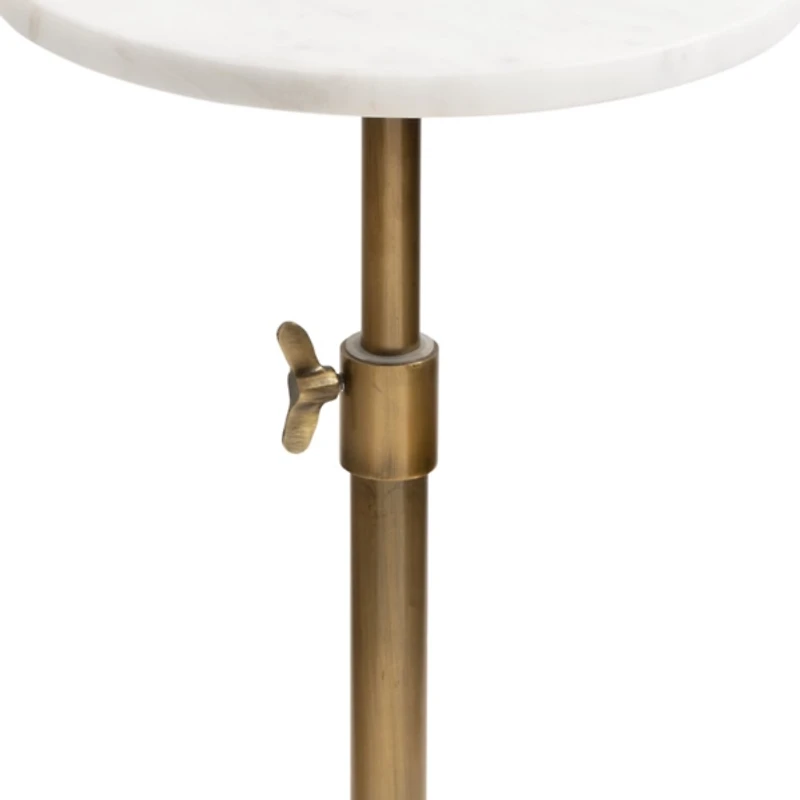 Antique Brass and White Marble Adjustable Table
