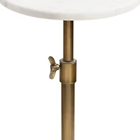Antique Brass and White Marble Adjustable Table