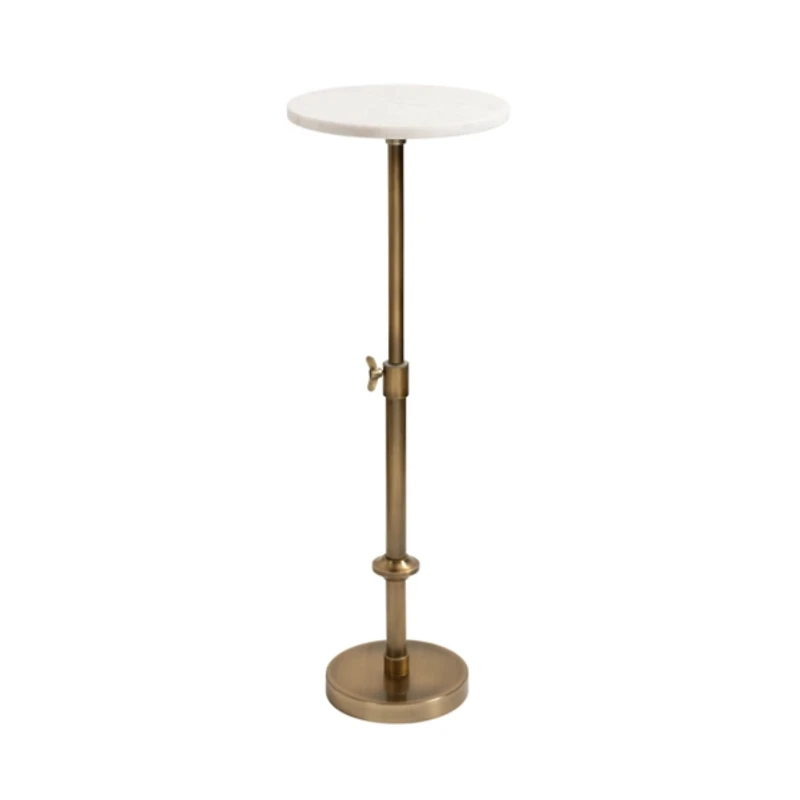 Antique Brass and White Marble Adjustable Table