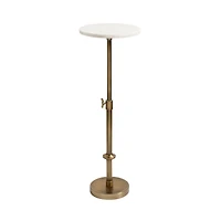Antique Brass and White Marble Adjustable Table