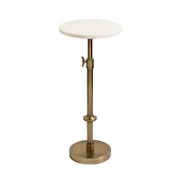 Antique Brass and White Marble Adjustable Table