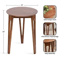 Walnut Brown Mango Wood Round Kershaw Accent Table