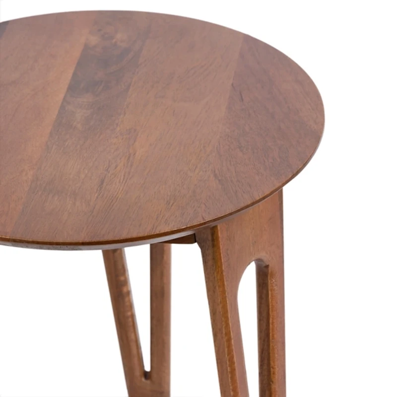 Walnut Brown Mango Wood Round Kershaw Accent Table