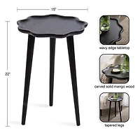 Black Wood Wavy Accent Table