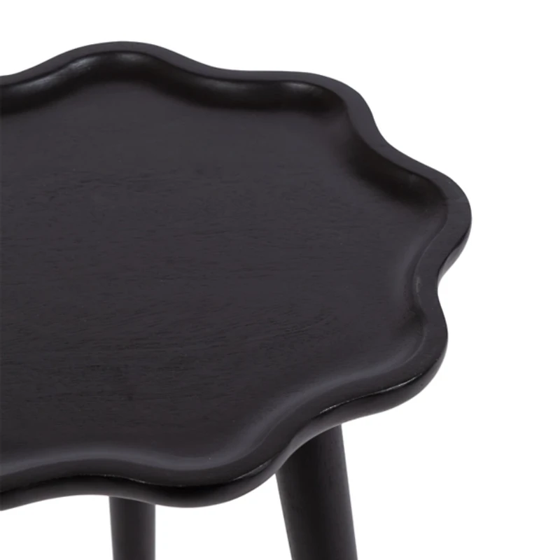 Black Wood Wavy Accent Table