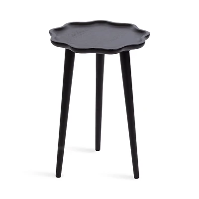 Black Wood Wavy Accent Table