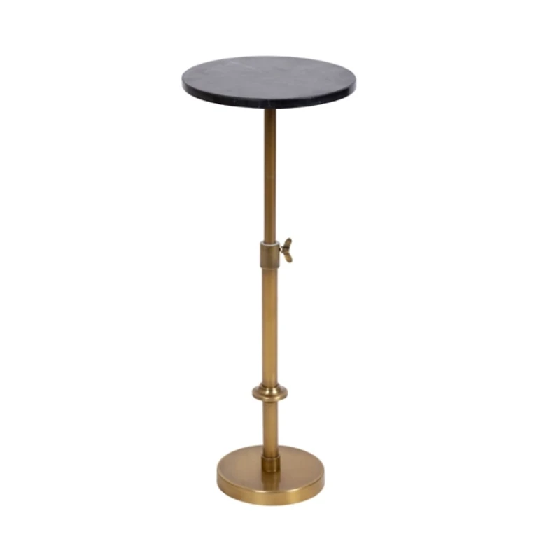 Antique Brass and Black Marble Adjustable Table