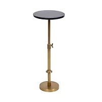 Antique Brass and Black Marble Adjustable Table