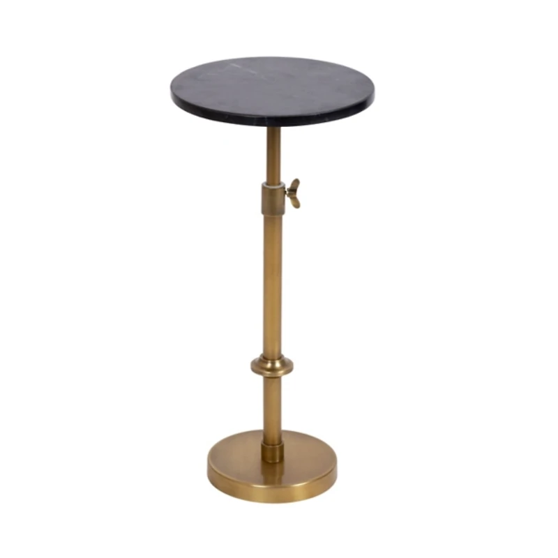 Antique Brass and Black Marble Adjustable Table