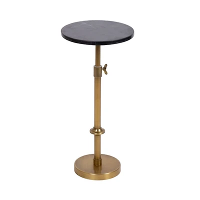 Antique Brass and Black Marble Adjustable Table