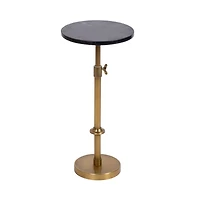 Antique Brass and Black Marble Adjustable Table