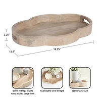 Natural Wood Scalloped Winstead Decorative Tray