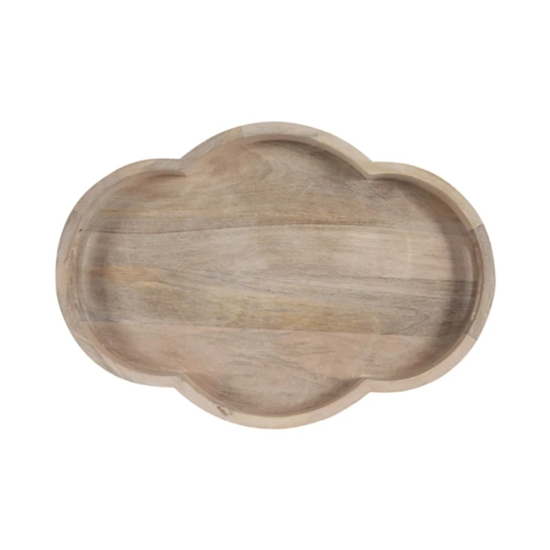 Natural Wood Scalloped Winstead Decorative Tray