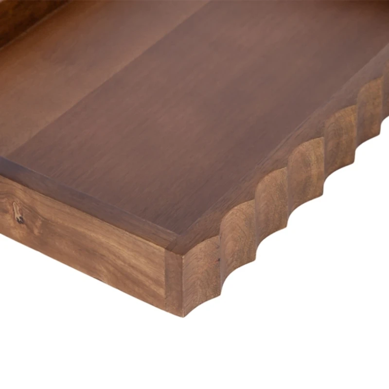 Walnut Brown Fluted Lissi Rectangular Serving Tray