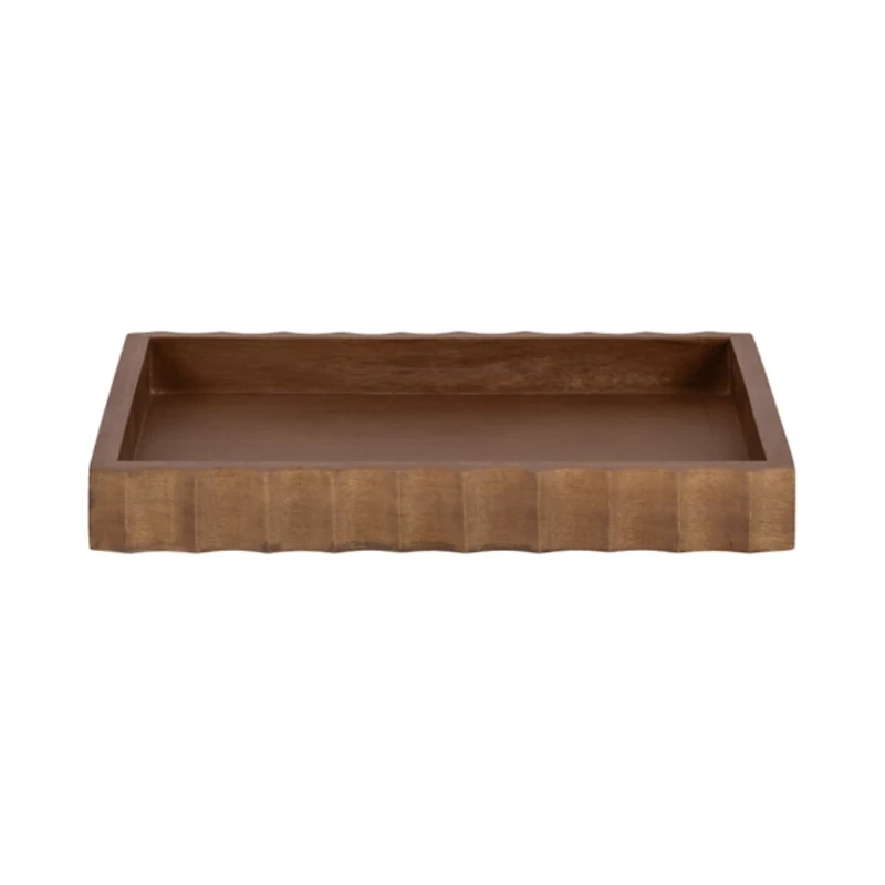 Walnut Brown Fluted Lissi Rectangular Serving Tray