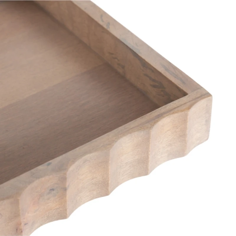 Natural Wood Fluted Lissi Rectangular Serving Tray