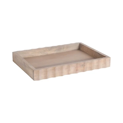 Natural Wood Fluted Lissi Rectangular Serving Tray