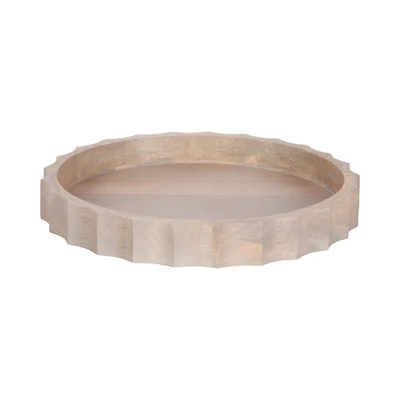 Natural Wood Fluted Lissi Round Serving Tray