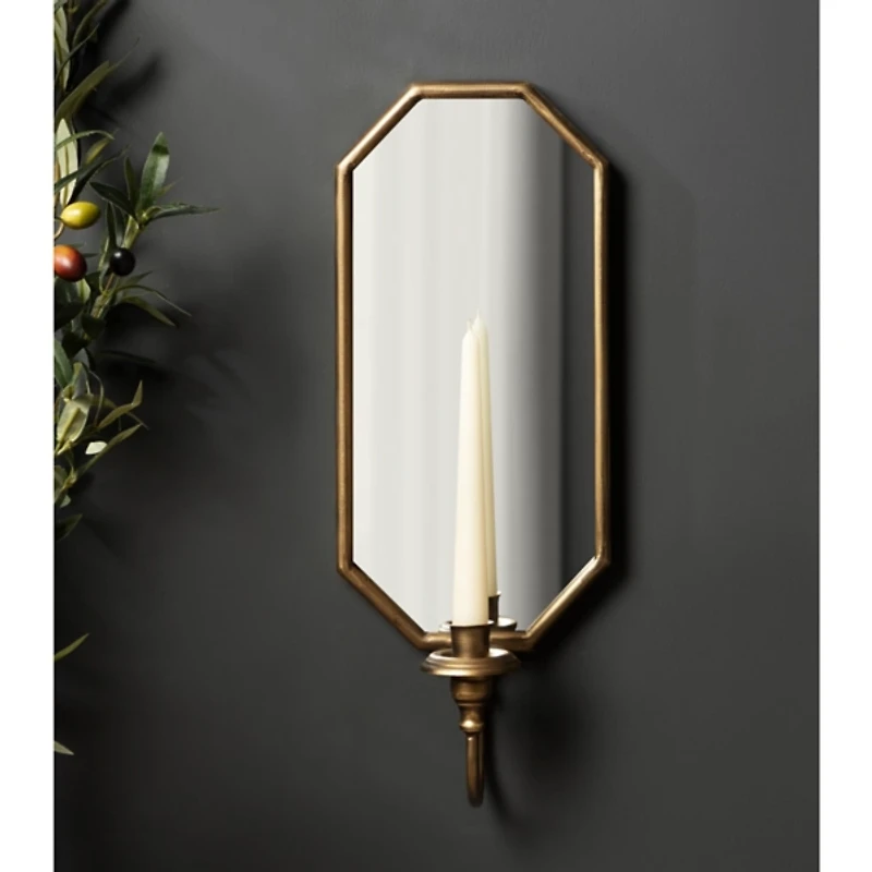 Wardelle Antique Gold Mirrored Taper Candle Sconce